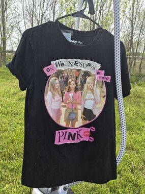 Dreamgirl Black Tee with Pink 'WeDNesDayS We Wear PINK' Graphic